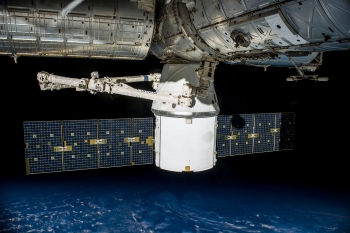 A satellite docked at the International Space Station