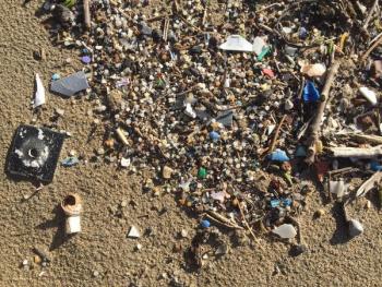 Microplastics on a beach