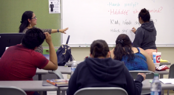teacher and students in a Navajo language class at ASU