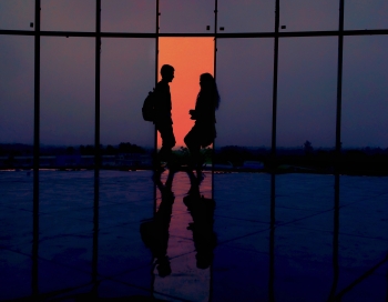 A silhouette of a couple.
