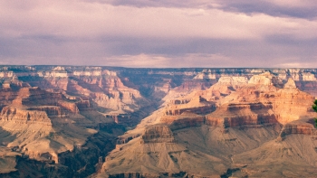 A wide photo of the Grand Canyon