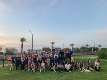 Group photo of members of Phoenix Babes Who Walk at a park.