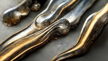 Photo illustration of metal alloy material that appears to be flowing