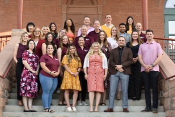 ASU Leadership Institute class stands together on the steps of Old Main.
