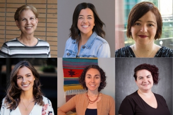 collage of portraits of the six winners of the Graduate College Staff Awards for Excellence (clockwise from top left): ndra Williams, Kylie Burkholder, Katie Ulmer, Kathleen Malles, Natalie Hebert and Lynn Pratte