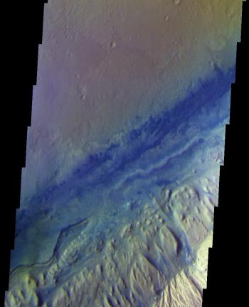 THEMIS view of Gale Crater floor in color.