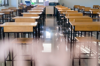 Rows of chairs in a classroom