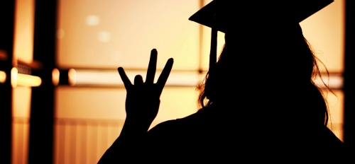 Graduation, cap, pitchfork, silhouette, graduate