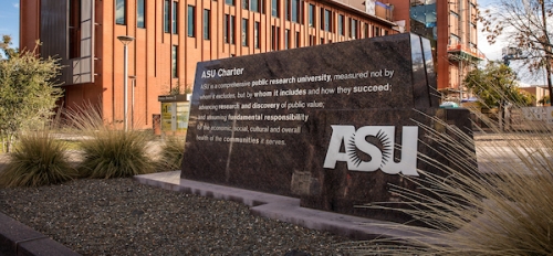 ASU charter sign on the Tempe campus