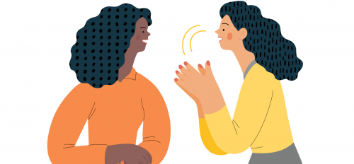 Illustration of two women talking