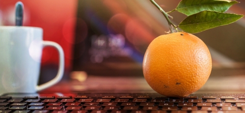 orange on a keyboard