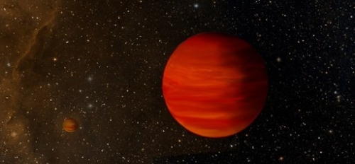 An artist’s rendition of a binary system of brown dwarfs like CWISE J014611.20-050850.0AB.