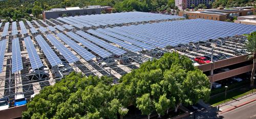solar panel parking lot on ASU Tempe campus