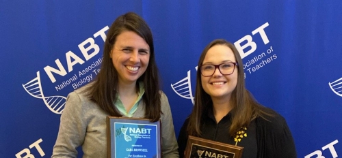 Arizona State University School of Life Sciences professor Sara Brownell (left) and alumna Elizabeth Barnes (right) have been awarded by the National Association of Biology Teachers