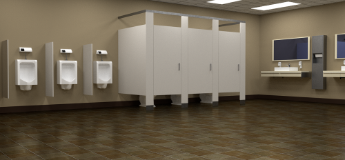 digital rendering of a public restroom