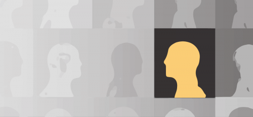 Civic Discourse Project banner ad featuring profile silhouettes of several heads, with one head facing the opposite direction.
