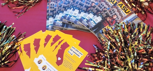 ASU in California marketing materials laid out on a table.