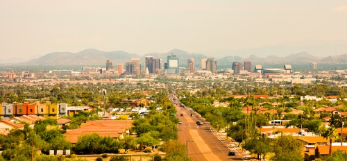 Aerial view of downtown Phoenix.