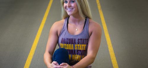 Savannah Cunningham at ASU fitness center