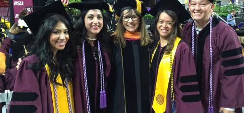 Heather Ross with DNP students at 2015 commencement.