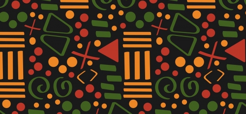 Geometric pattern in orange, green and red for Juneteenth