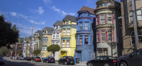 Colorful houses on a street in San Francisco