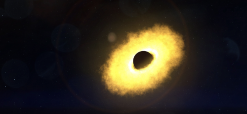 Stellar debris as a star's remnants settle into a black hole