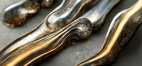 Photo illustration of metal alloy material that appears to be flowing