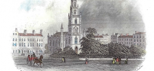 Illustration of St. Paul's Square, the final resting place of writers Jane and Maria Porter.