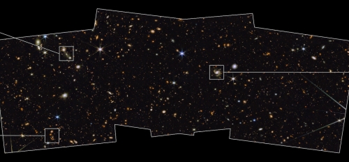 Image of a swath of sky measured by the James Webb Space Telescope's Near-Infrared Camera (NIRCam).