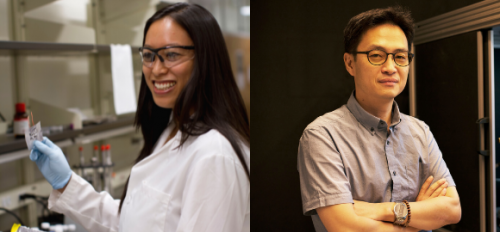 Side-by-side portraits of ASU professors Candace Chan (left) and Dan (Sang-Heon) Shim.