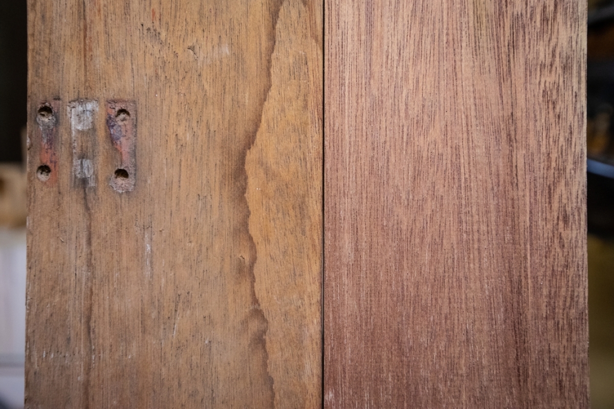An old door becomes a piece of mahogany for a new project