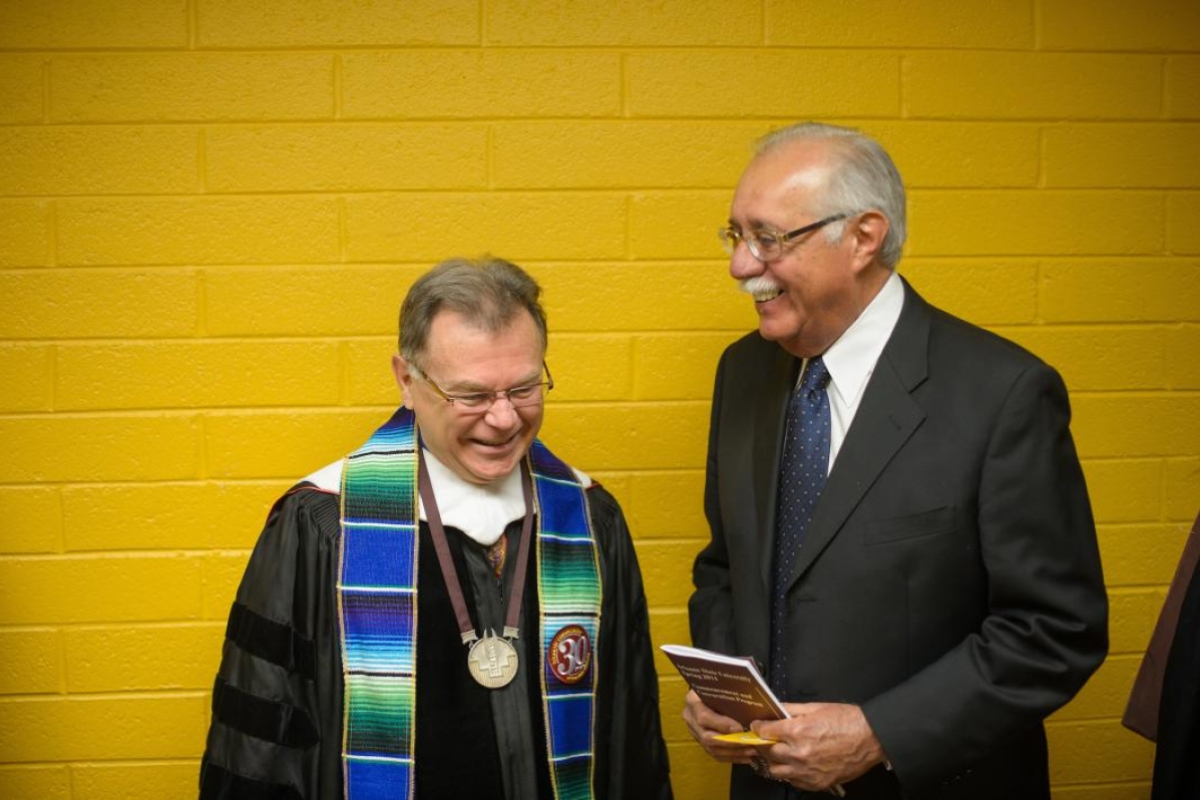 Alberto Rios and Ed Pastor before a convocation