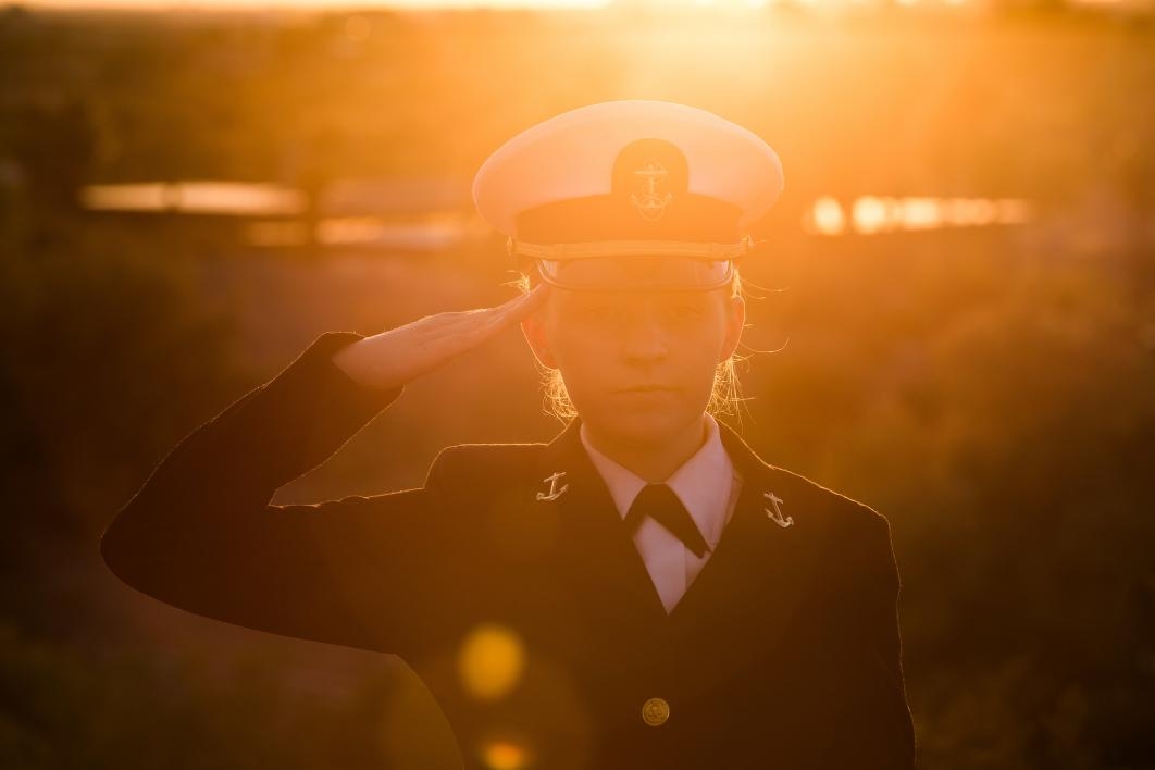 marine in sunset