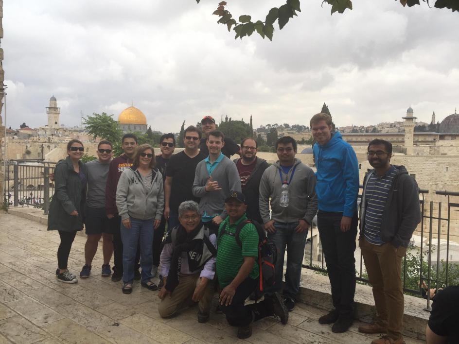 The study abroad group stops for a photo in historic Jerusalem. Photo courtesy of Shaun Wootten