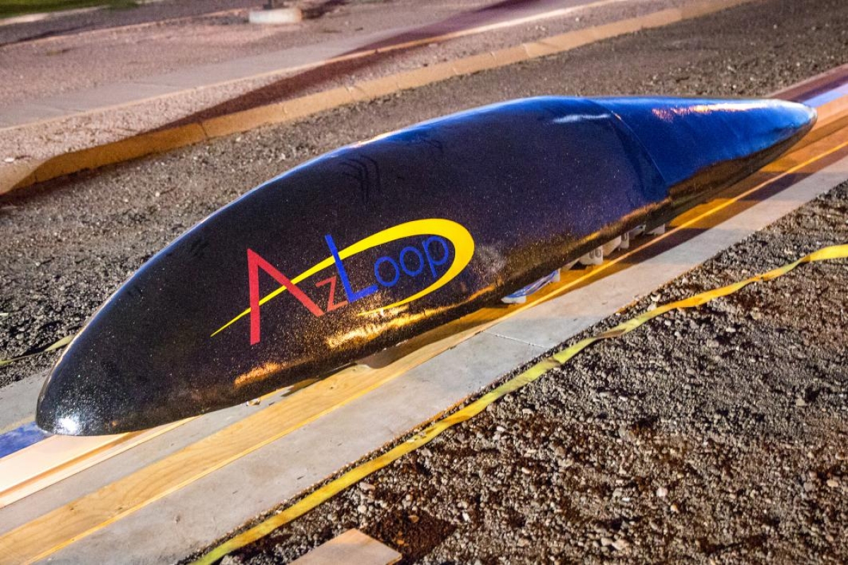 The completed AZLoop pod on the test track