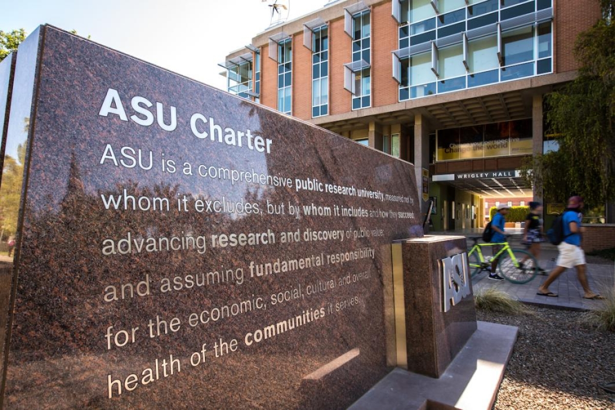 monument with ASU Charter on it.