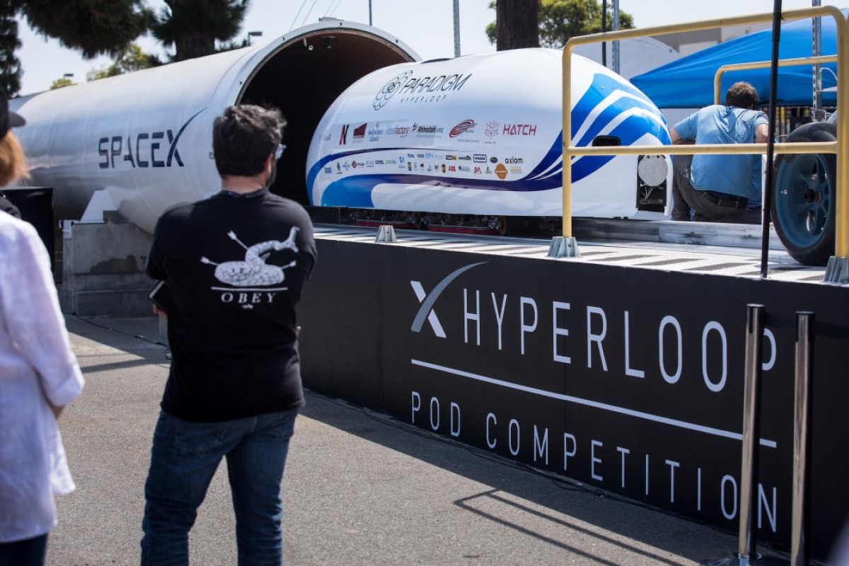 Hyperloop pod on track
