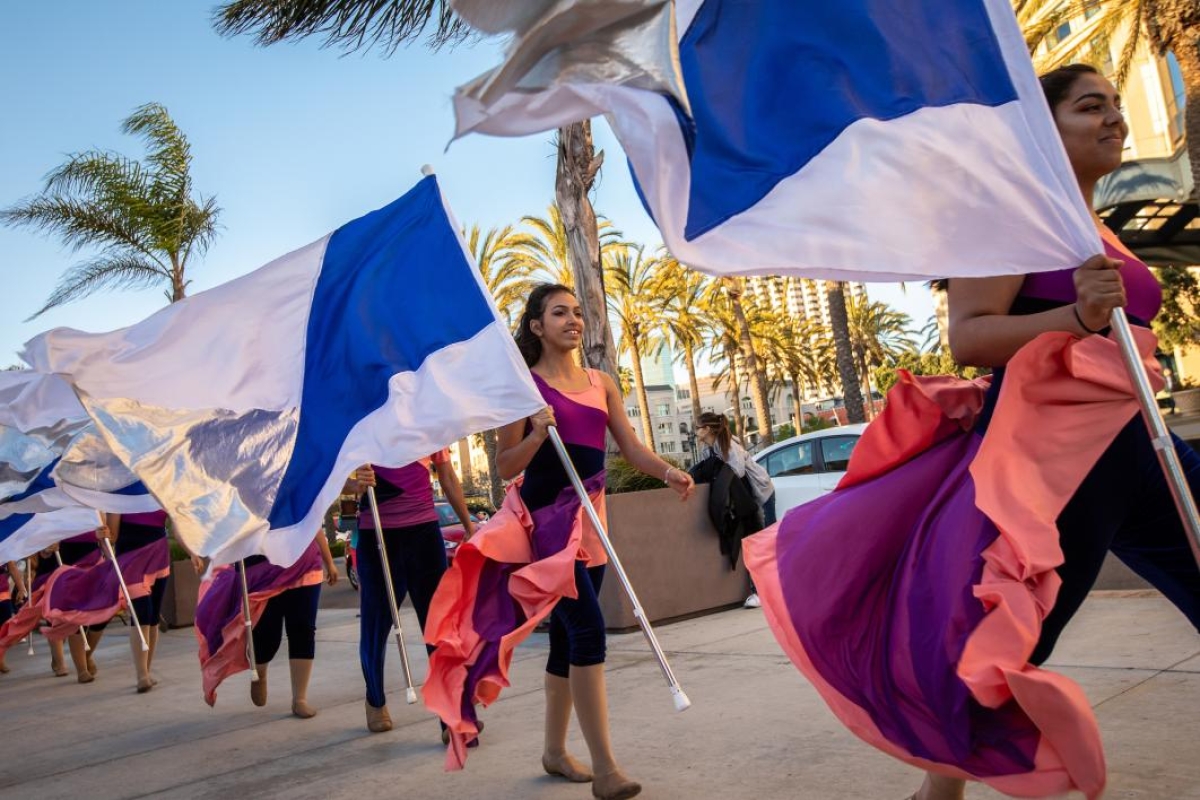 A high school color guard leads a procession at the ASU GSV Summit