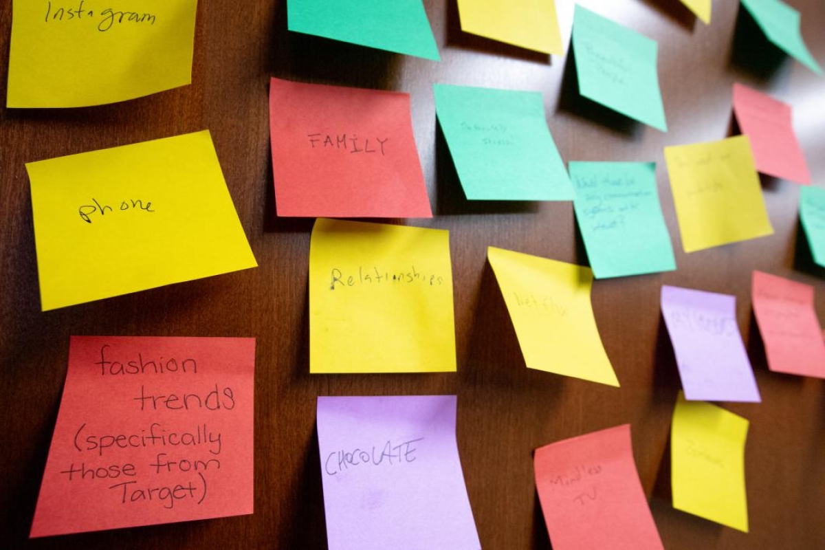 post-it notes with words written on them