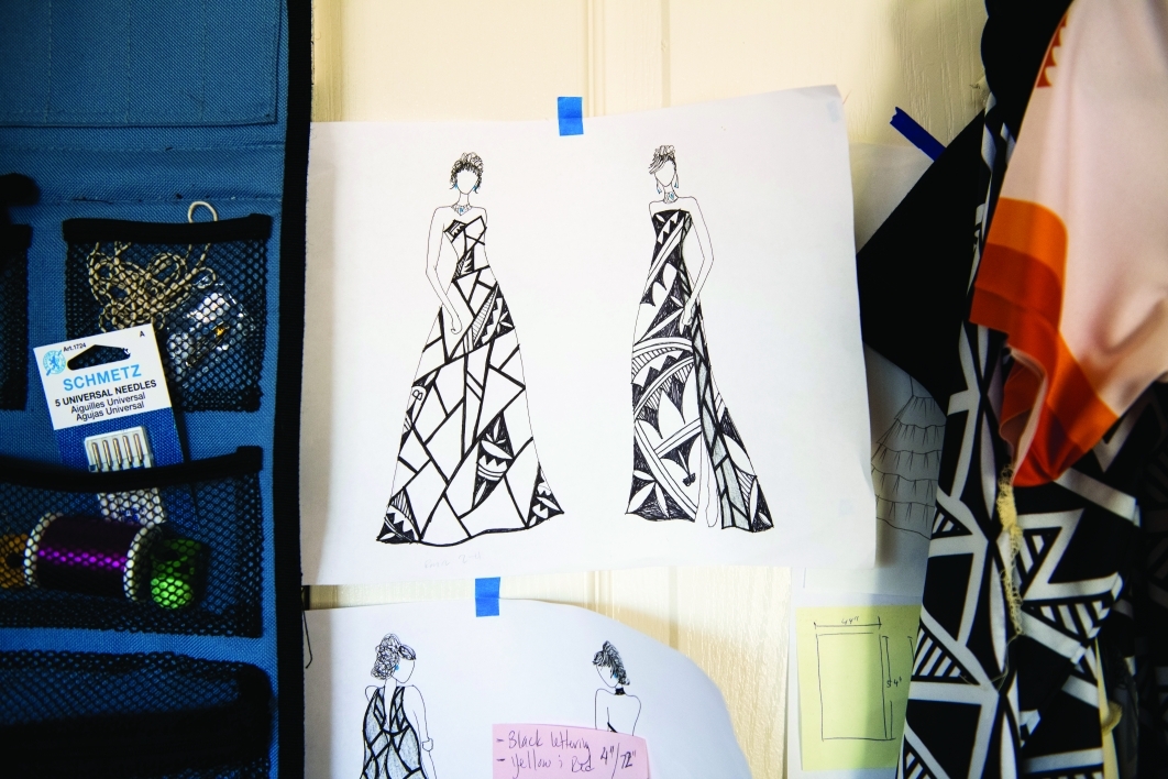 Sketch of a Loren Aragon dress design
