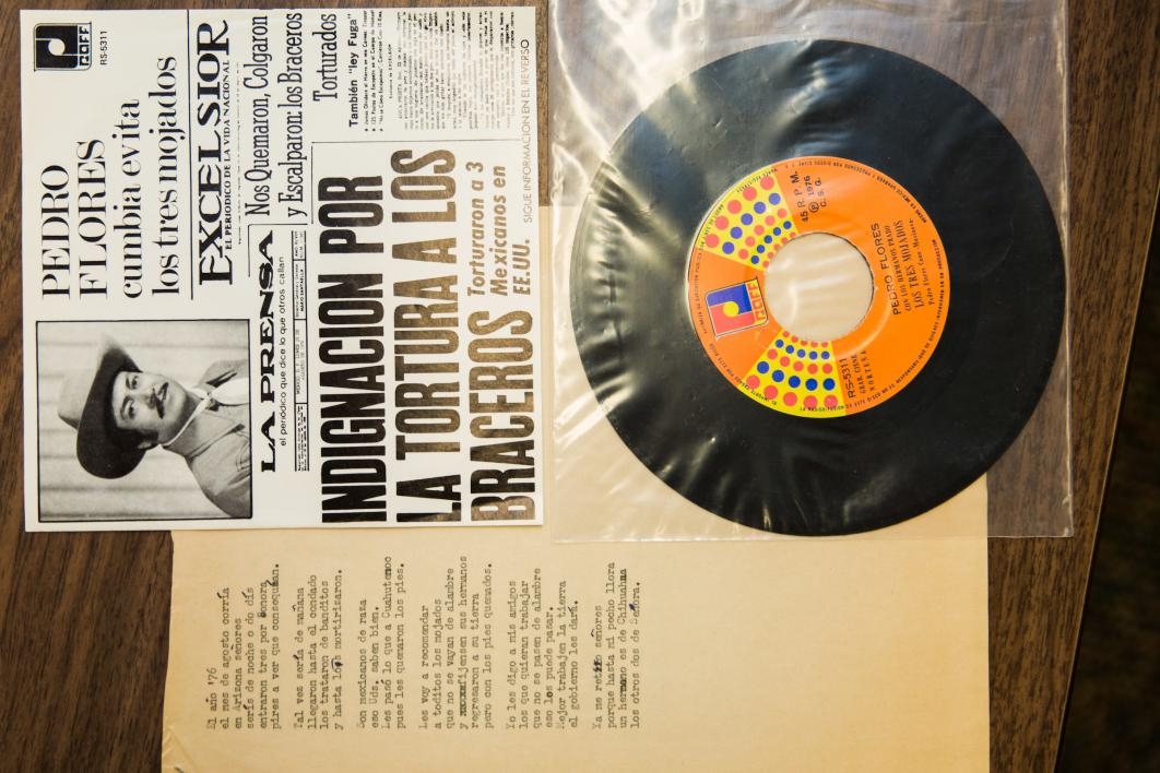 lyrics and a vinyl record