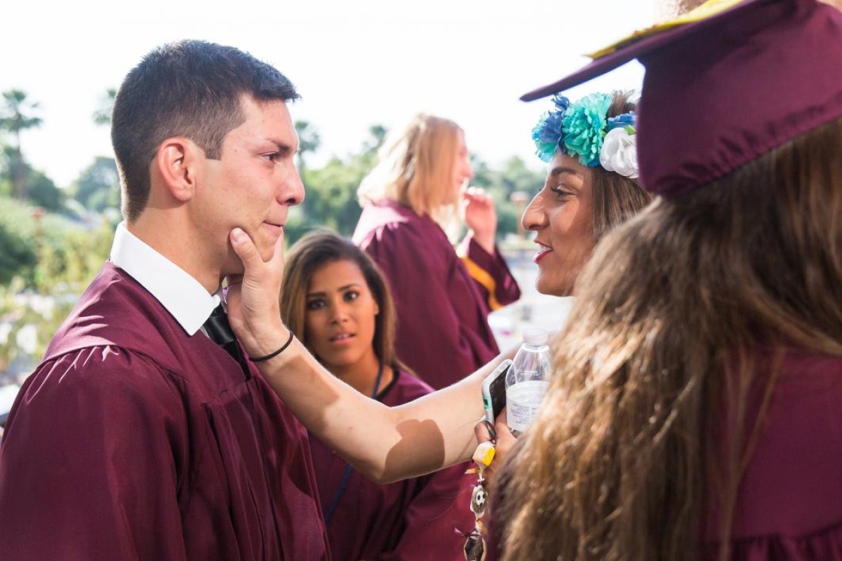 Students celebrate after the ASU Prep-Polytechnic commencement