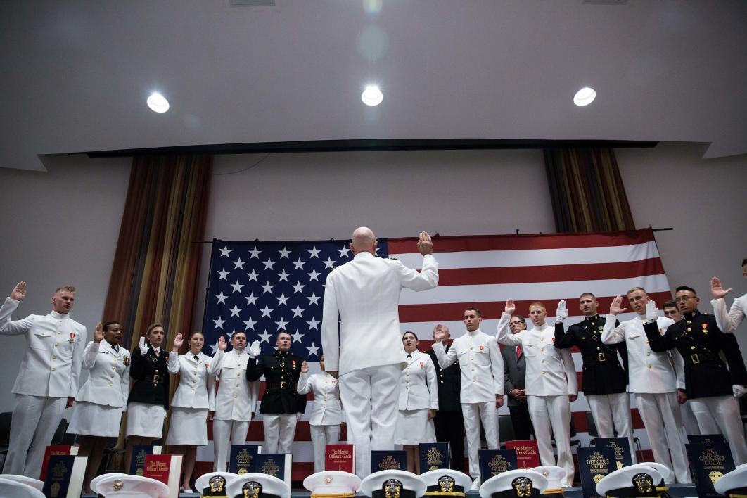 ROTC grads taking oath