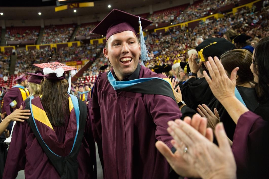 graduate giving profs high-fives