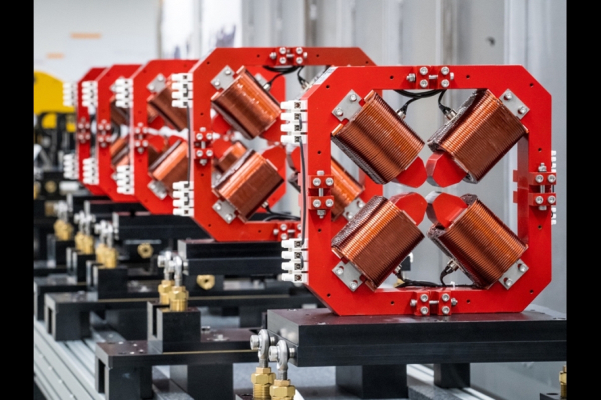 Close-up view of the magnets that will focus and direct the electrons to collide with the powerful focused infrared laser pulses in the CXFEL.