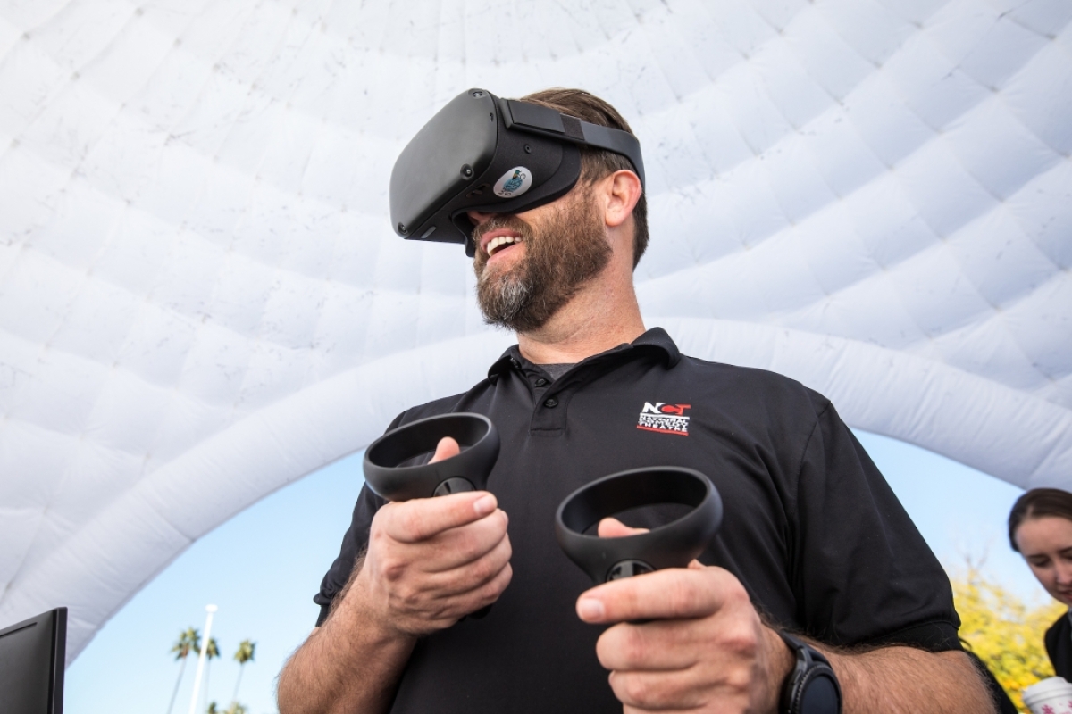 man using virtual reality set