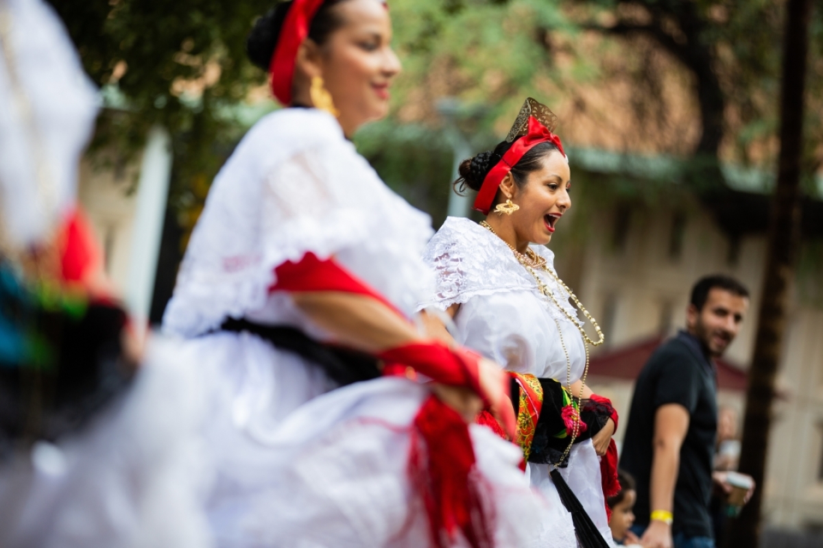 two Mexican dancers performing
