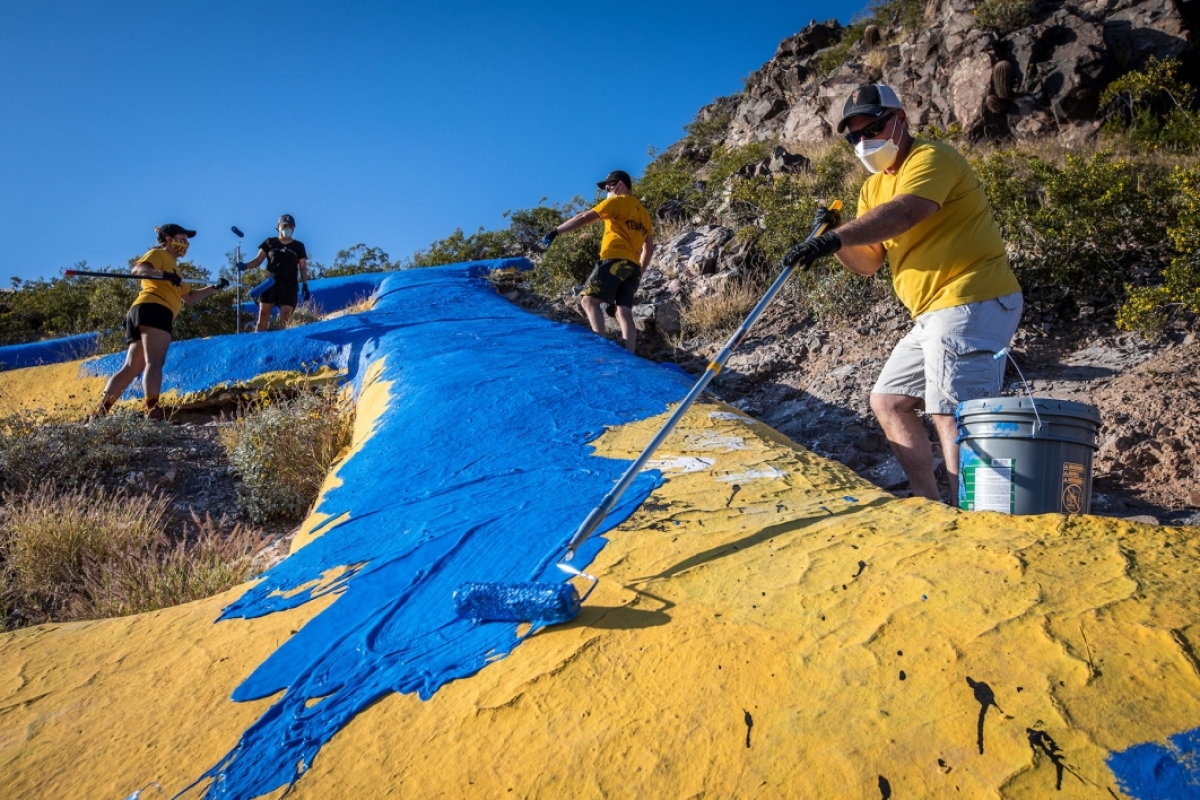 painting the 'A' blue