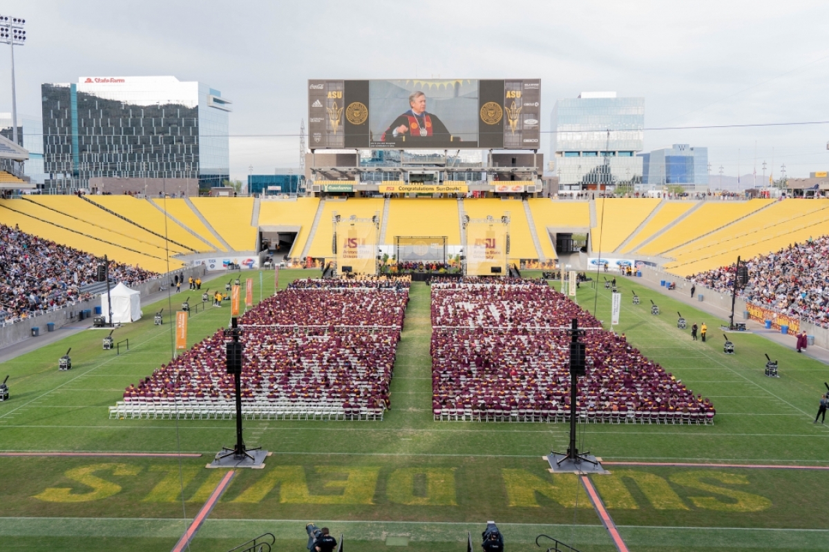 view of commencement crowd
